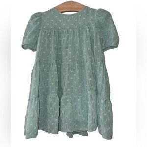 Mayoral girls girls green Swiss dot shirt sleeve dress sz 2